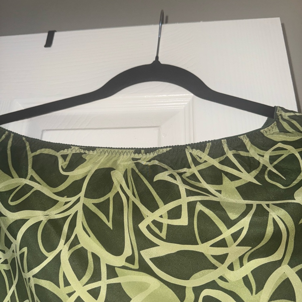 Amanda Smith Green Leaf Pattern A-Line Slip Skirt - image 6